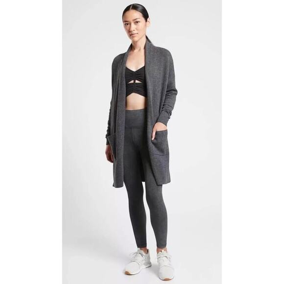 Athleta Women’s‎ Spirit Wool Cashmere Classic Grey Long-line Cardigan Sz L - Picture 1 of 6
